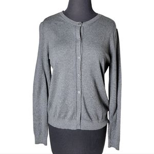 Gap women’s medium heather gray crew neck button front cardigan sweater